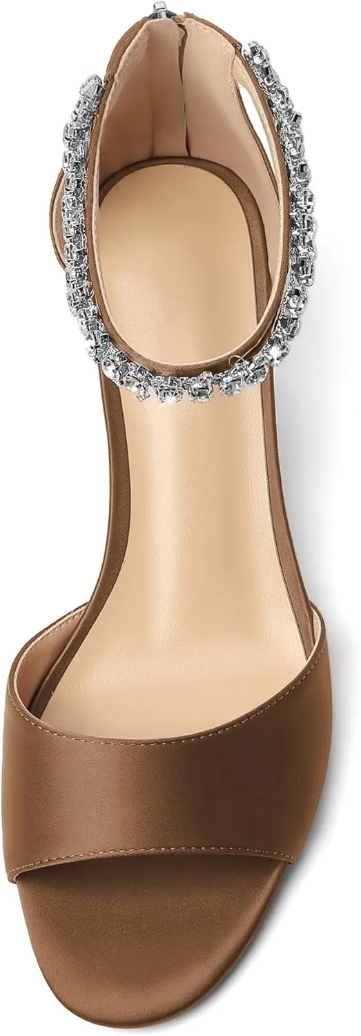 AUMOTED Women Wedge Sandals Peep Open Toe Mid Low Heel Slip-on Slingback Double Elastic Band Heeled Dress Summer Shoes 2 Inch