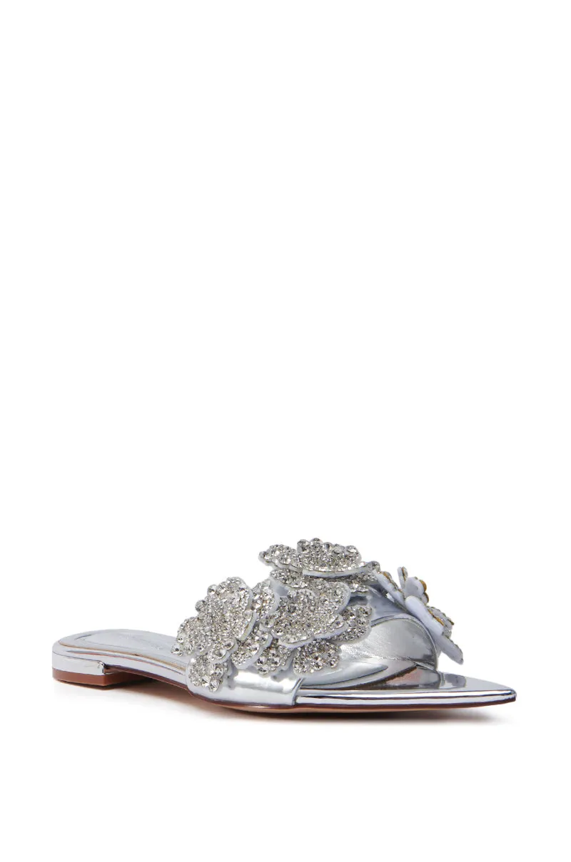 AZALEA WANG YUNA RHINESTONE FLOWER EMBELLISHED SANDAL
