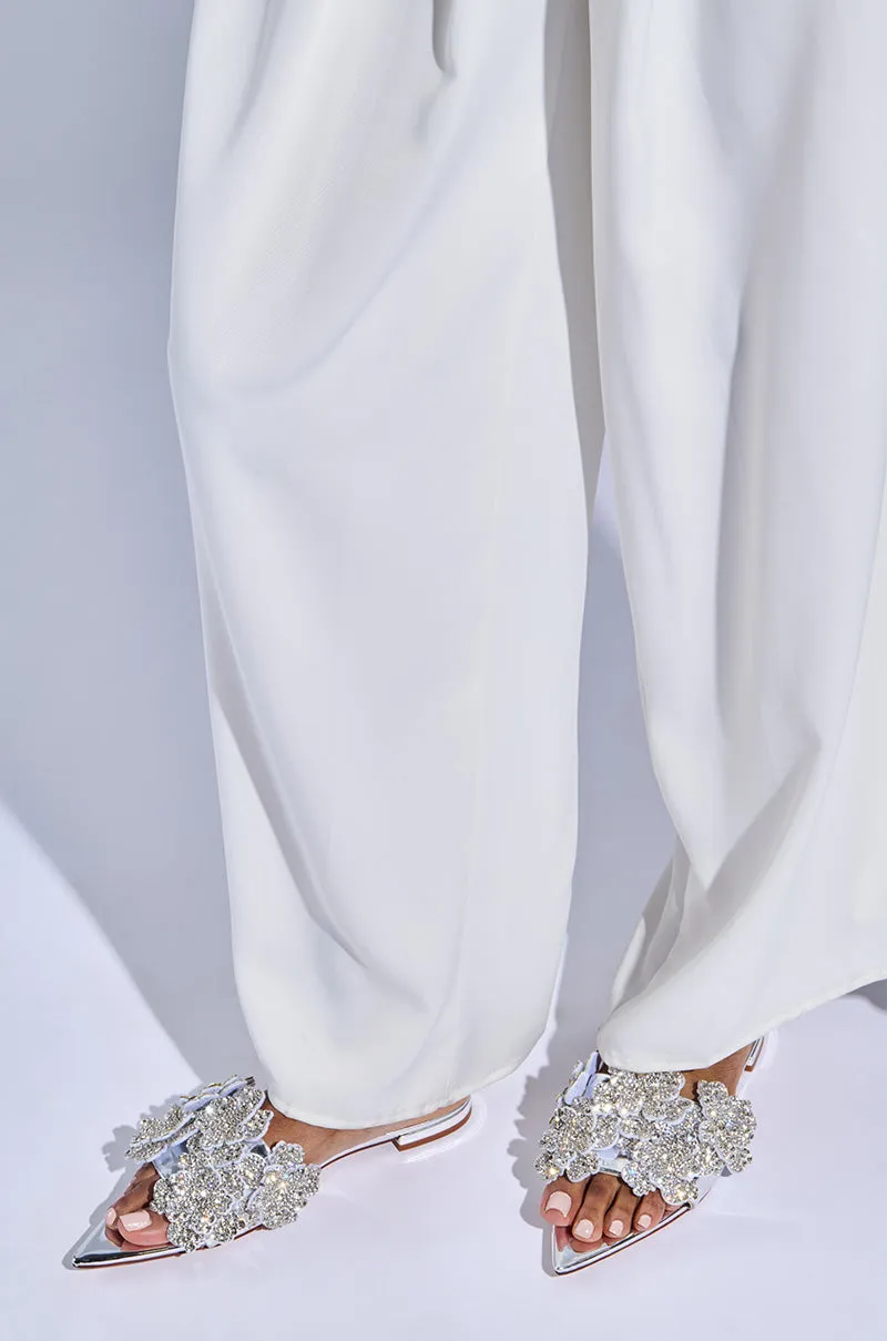 AZALEA WANG YUNA RHINESTONE FLOWER EMBELLISHED SANDAL