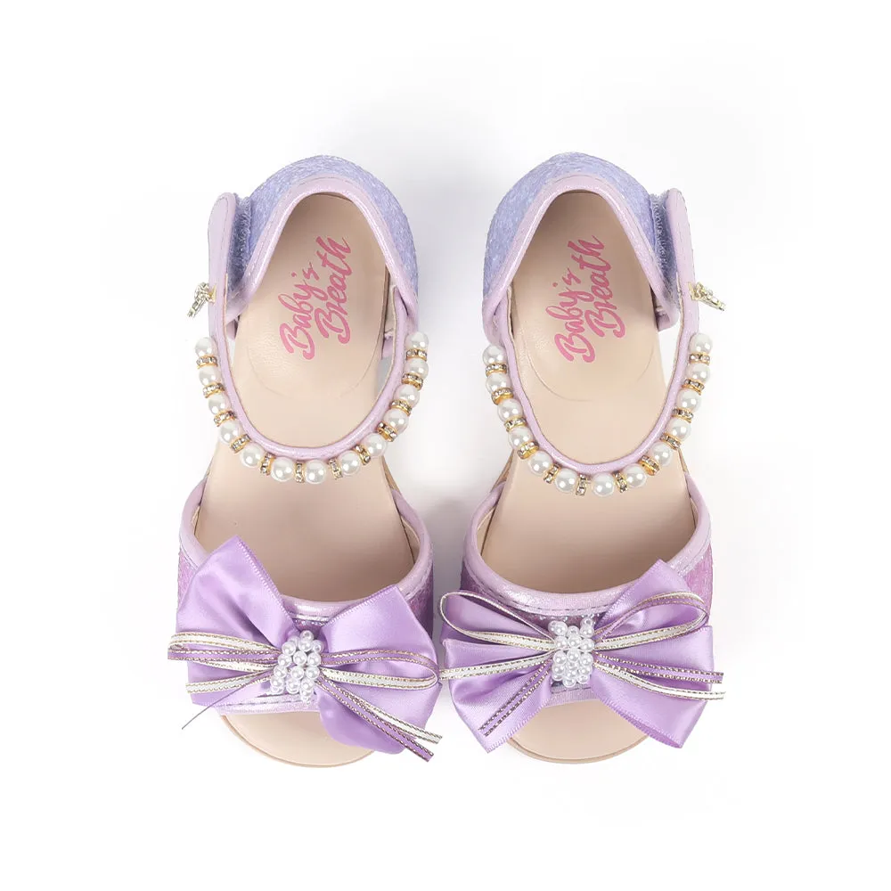 Baby's Breath Luna Open-Toe Kids Dress Shoes (Lavendar)