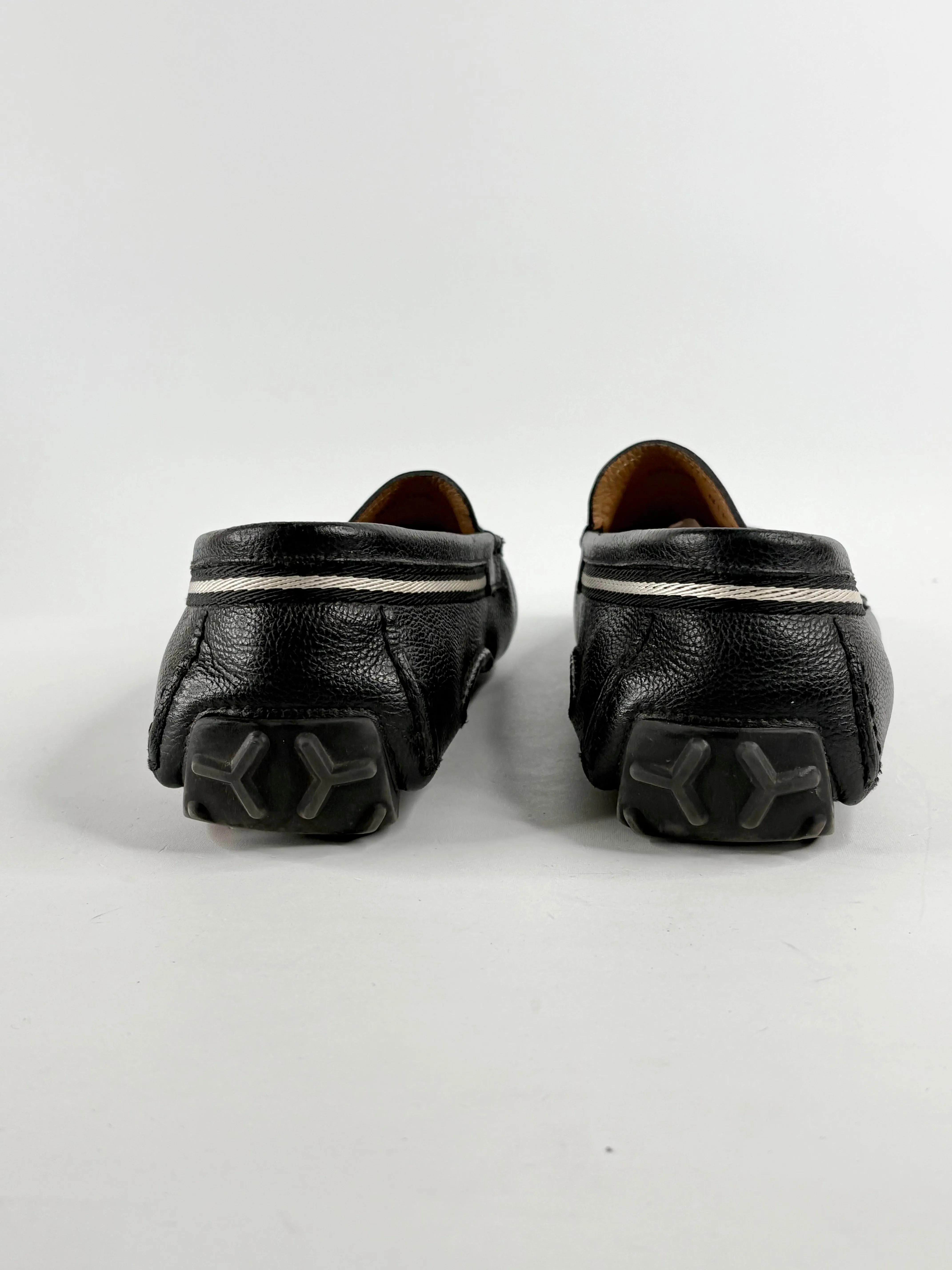 Bally Black Grained Leather 'Trupo' Loafers - 10.5
