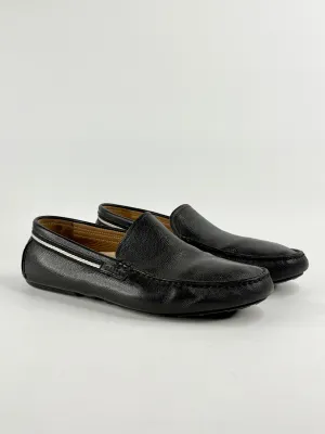 Bally Black Grained Leather 'Trupo' Loafers - 10.5