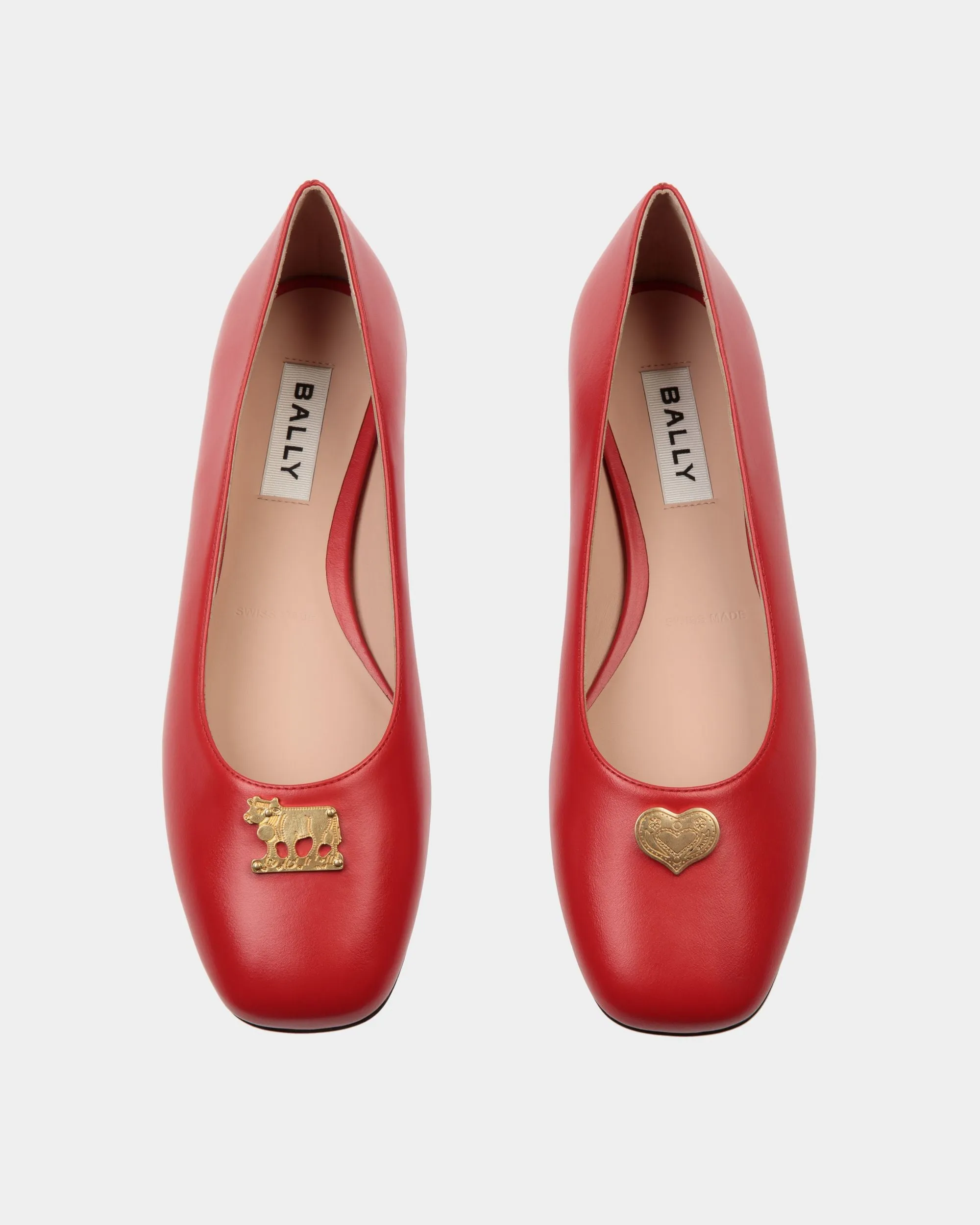 Ballyrina Mary-Jane Flat In Red Leather