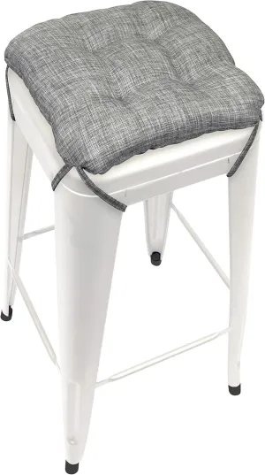 Barnett Home Decor Hayden Grey Square Bar Stool Cushion with Ties - for 12" Metal Industrial Barstools - 12" Tolix-Style Counter-Height Chairs - Latex Foam Fill, Machine Washable