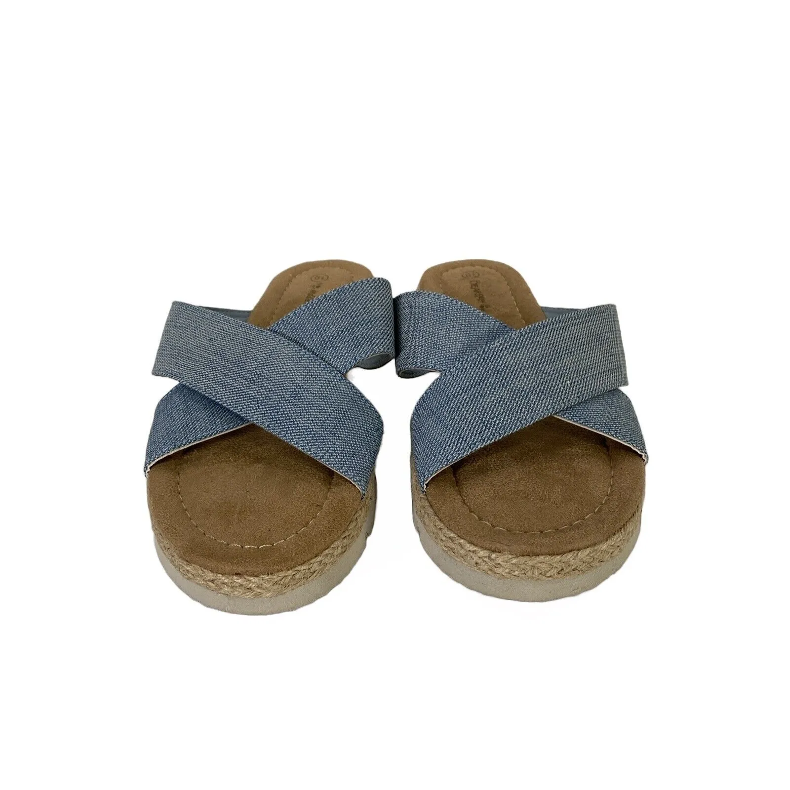 Bearpaw Women's Blue Espadrille Slide Sandals - 10