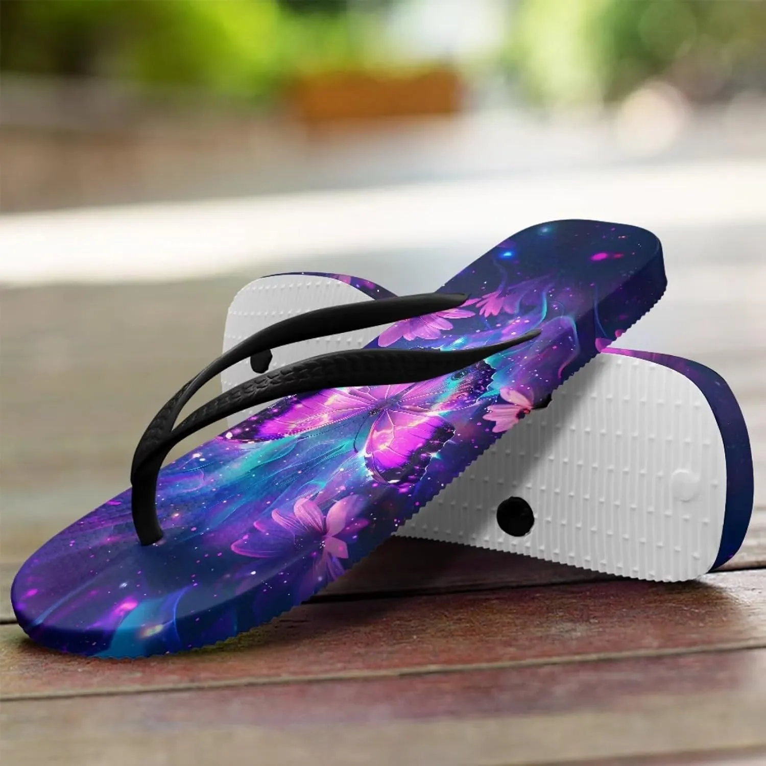 Bee Dragonfly Print Walking Flip Flops Shower Shoes for Women Beach Flat Sandals Thong Slippers