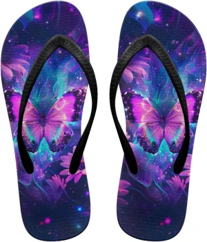 Bee Dragonfly Print Walking Flip Flops Shower Shoes for Women Beach Flat Sandals Thong Slippers