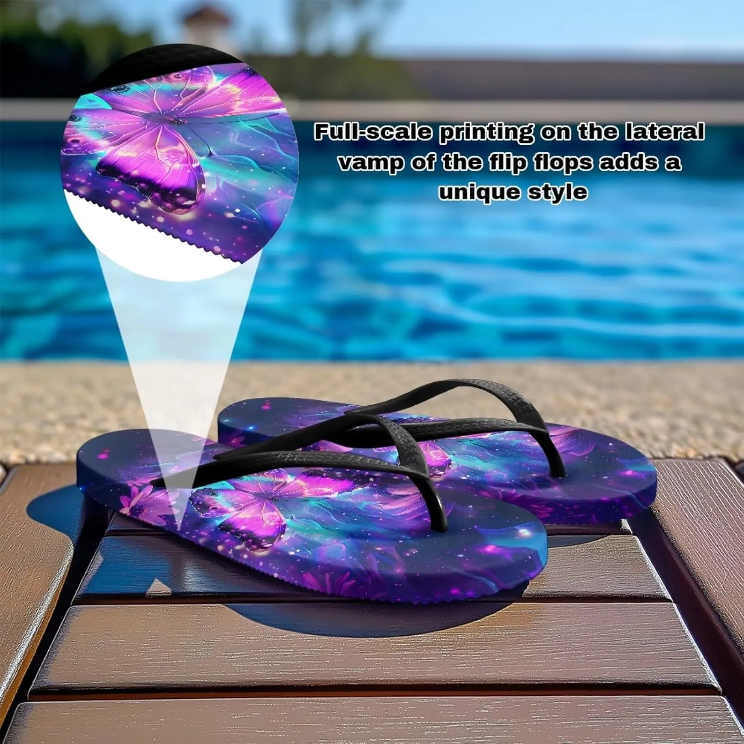 Bee Dragonfly Print Walking Flip Flops Shower Shoes for Women Beach Flat Sandals Thong Slippers