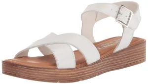 Bella Vita Made in Italy Women's Car-Italy Flat Sandal, White Leather, 9