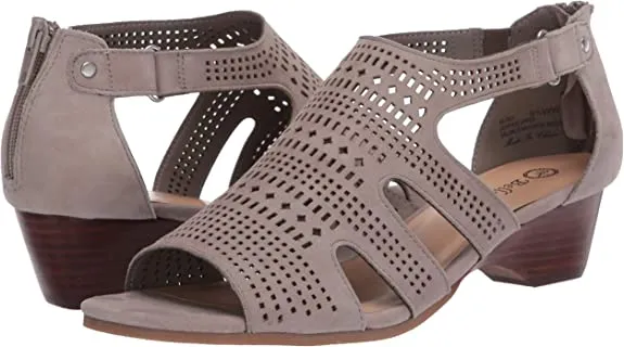Bella Vita Women's Fashion Casual Heeled Sandal, Stone Suede Leather, 11 X-Wide