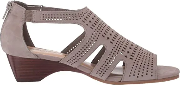 Bella Vita Women's Fashion Casual Heeled Sandal, Stone Suede Leather, 11 X-Wide