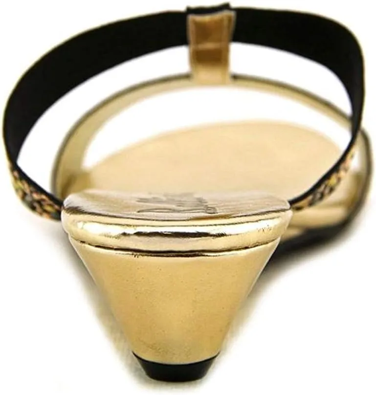 Bellini Flavor Women's Open-Toe T-Strap Elastic Studded Gold Sandal