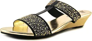 Bellini Flavor Women's Open-Toe T-Strap Elastic Studded Gold Sandal