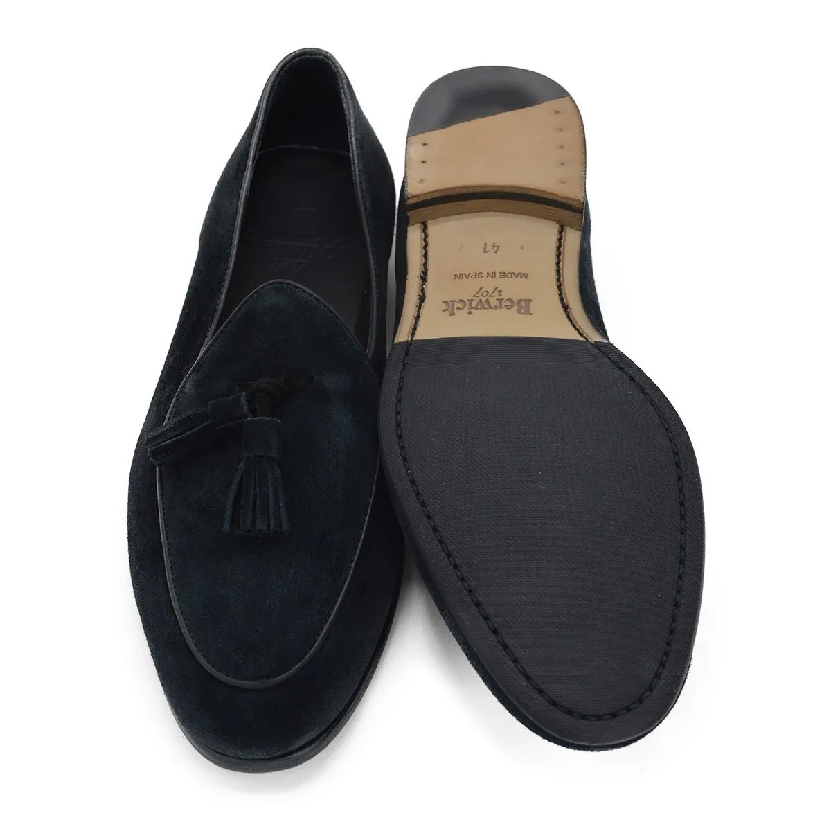 Berwick 1707 Tassel Belgian Loafer (4951) Black Suede