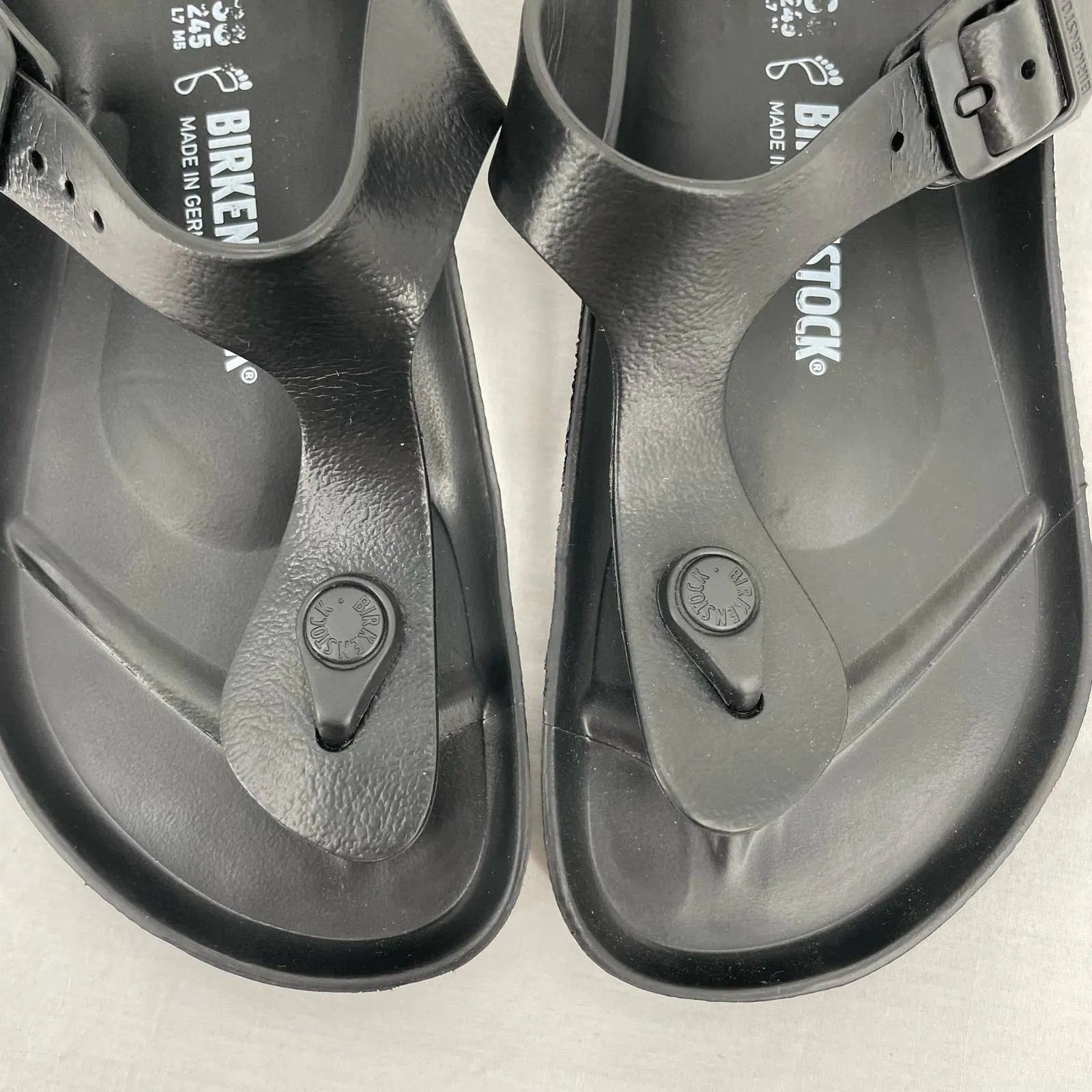 Birkenstock Gizeh Essentials EVA Solid Black Classic Thong Style Sandals Size EU 38
