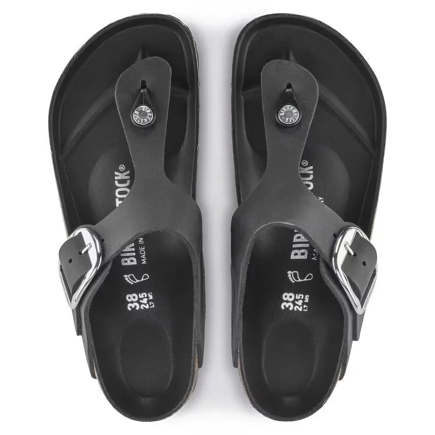 Birkenstock Women's Gizeh Big Buckle Sandals - Black Oiled Leather