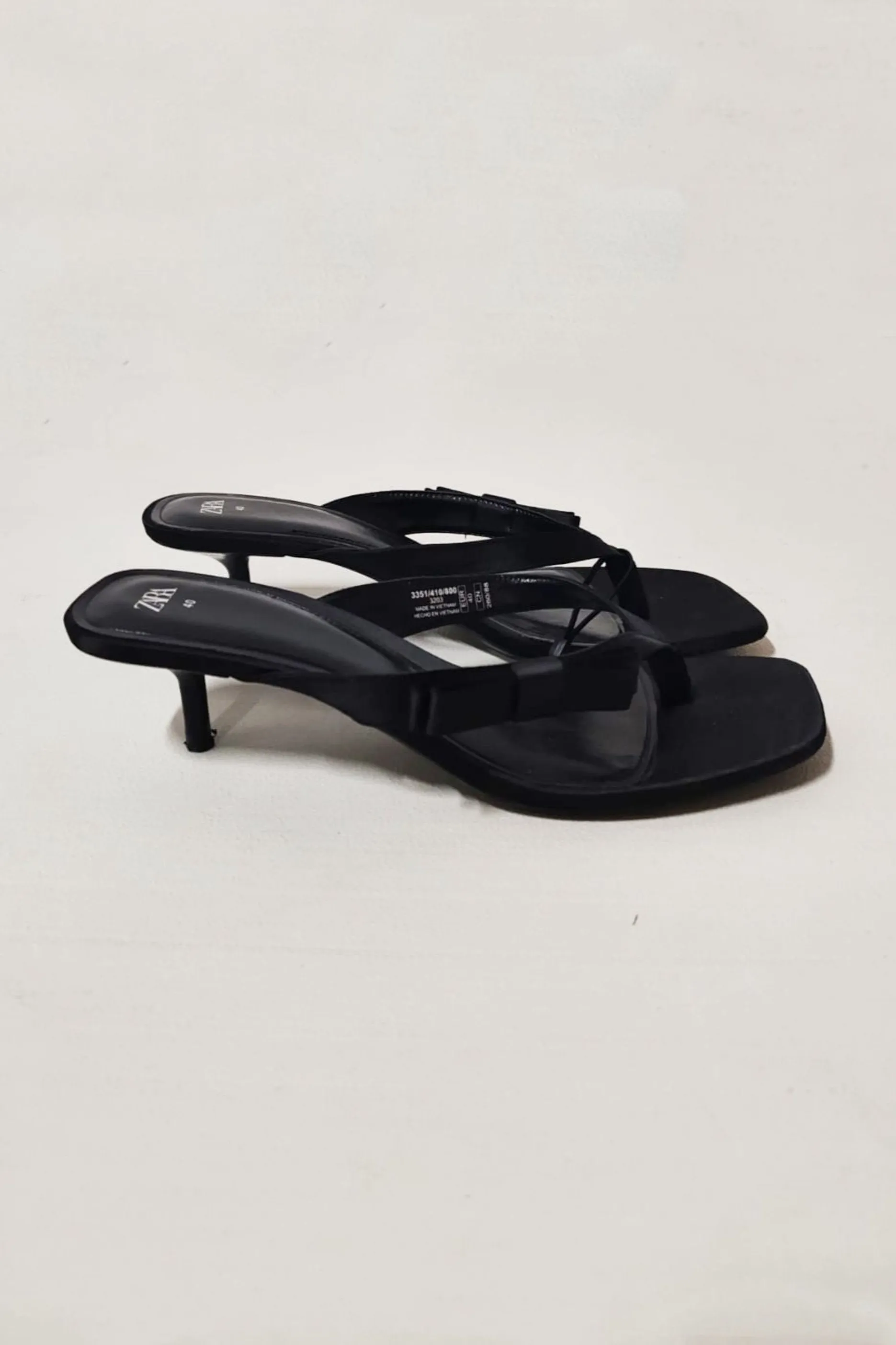 Black Thong Mid Heel Sandals Eu40