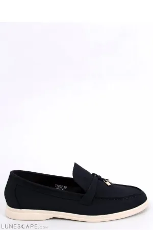 Black Vegan Nubuck Loafers with Gold-Tipped Bow and Contrast Sole