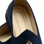 Blue Suede Velvet Zardozi Embroidery Shoes