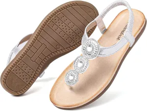 Bohemian Dress Sandals Womens Casual Flats Sandals Comfortable Ankle Strap Summer Boho Thong Sandals