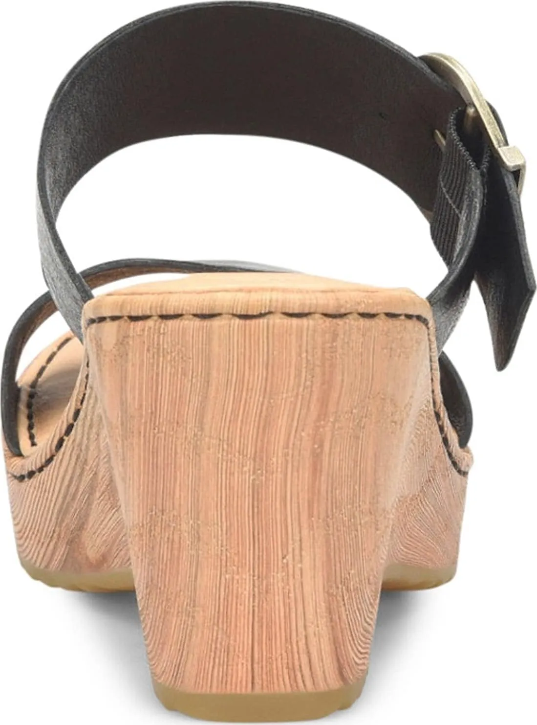 BORN Womens Buckle Leather Wedge Sandals