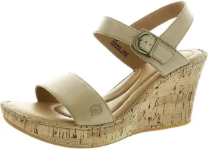 BORN Womens Cork Leather Wedge Sandals