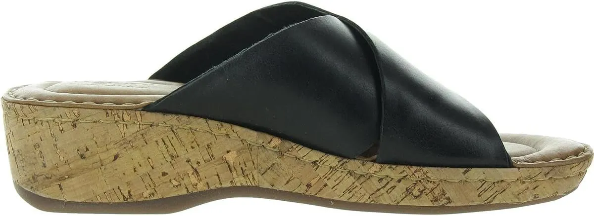 BORN Womens Criss-Cross Leather Wedge Sandals