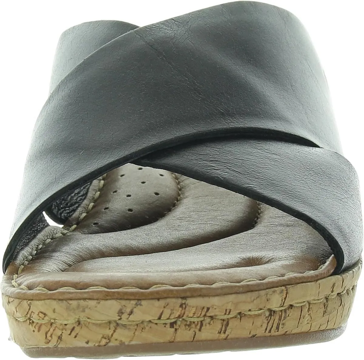 BORN Womens Criss-Cross Leather Wedge Sandals