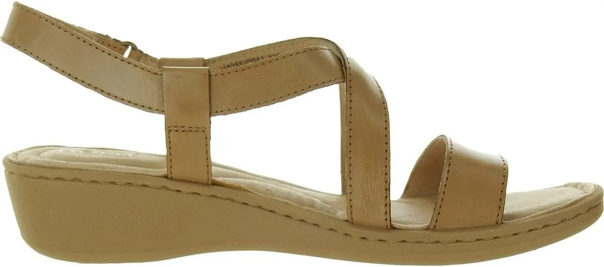 BORN Womens Criss-Cross Leather Wedge Sandals