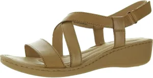 BORN Womens Criss-Cross Leather Wedge Sandals