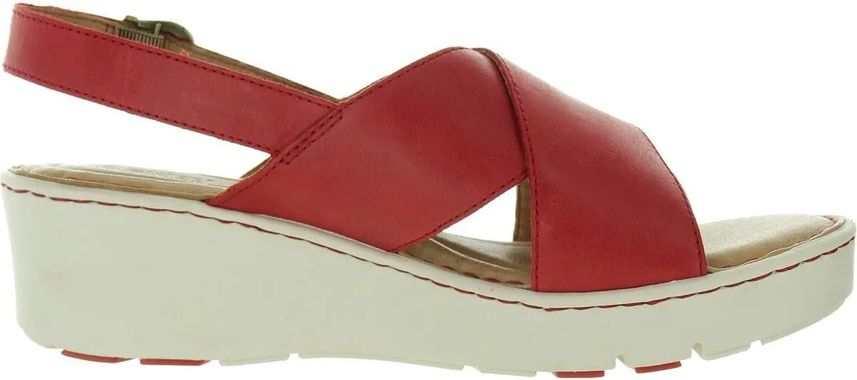BORN Womens Criss-Cross Leather Wedge Sandals