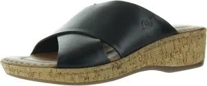 BORN Womens Criss-Cross Leather Wedge Sandals