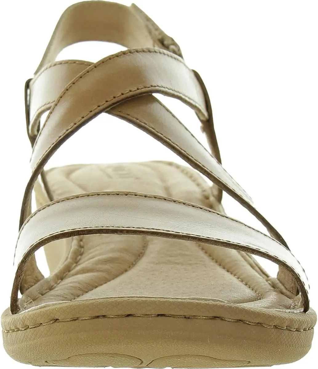BORN Womens Criss-Cross Leather Wedge Sandals