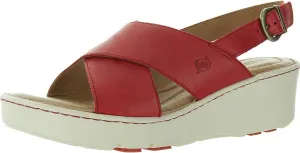 BORN Womens Criss-Cross Leather Wedge Sandals