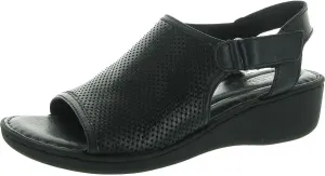 BORN Womens Perforated Leather Wedge Sandals
