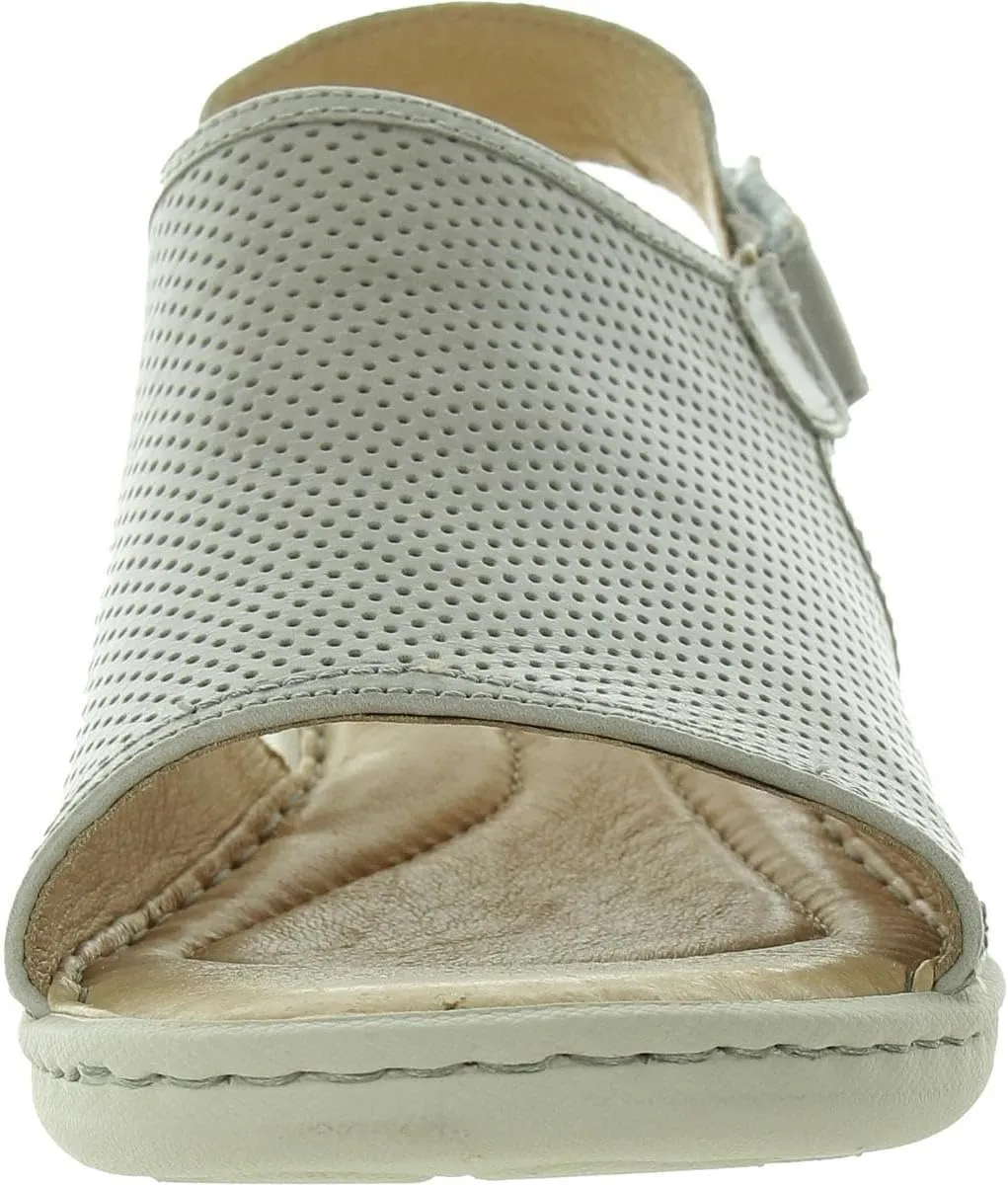 BORN Womens Perforated Leather Wedge Sandals