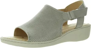 BORN Womens Perforated Leather Wedge Sandals