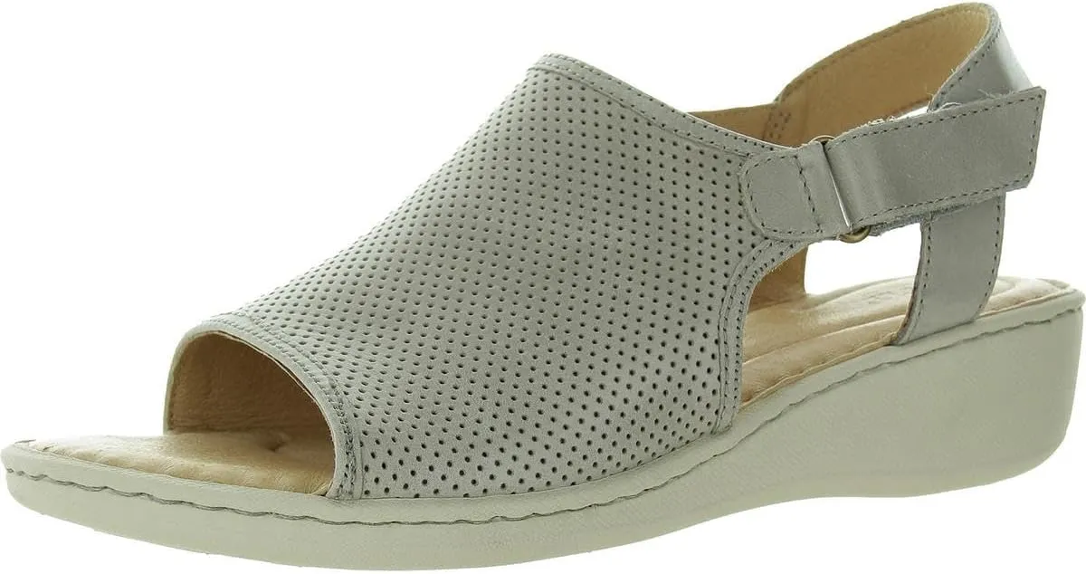 BORN Womens Perforated Leather Wedge Sandals