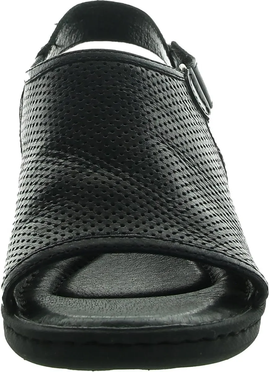 BORN Womens Perforated Leather Wedge Sandals