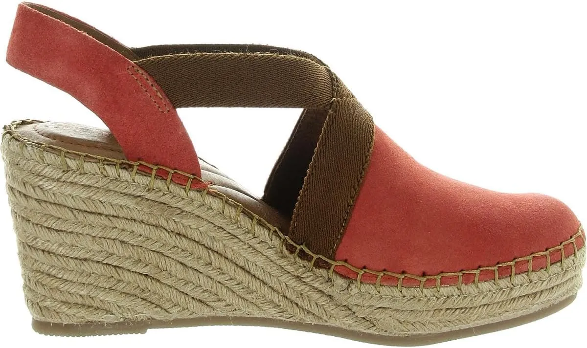 BORN Womens Stretch Leather Wedge Sandals