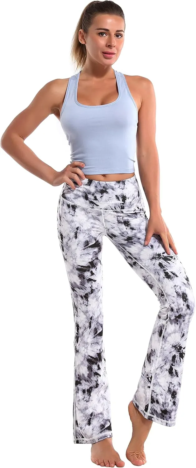 BUBBLELIME 29"/31"/33"/35"/37" Women Bootleg/Wide Legs High Waist Yoga Pants Tummy Control Bootcut Workout Flared Out Pockets