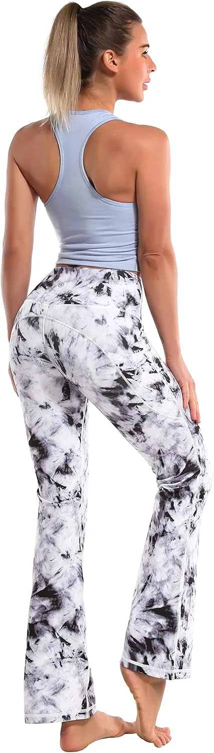 BUBBLELIME 29"/31"/33"/35"/37" Women Bootleg/Wide Legs High Waist Yoga Pants Tummy Control Bootcut Workout Flared Out Pockets