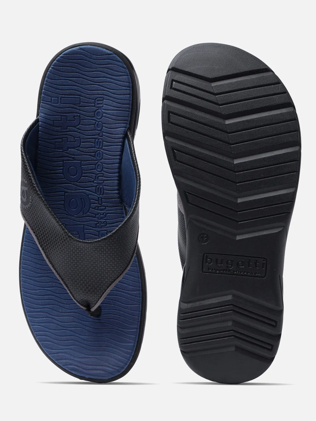 bugatti Black Thongs Sandals