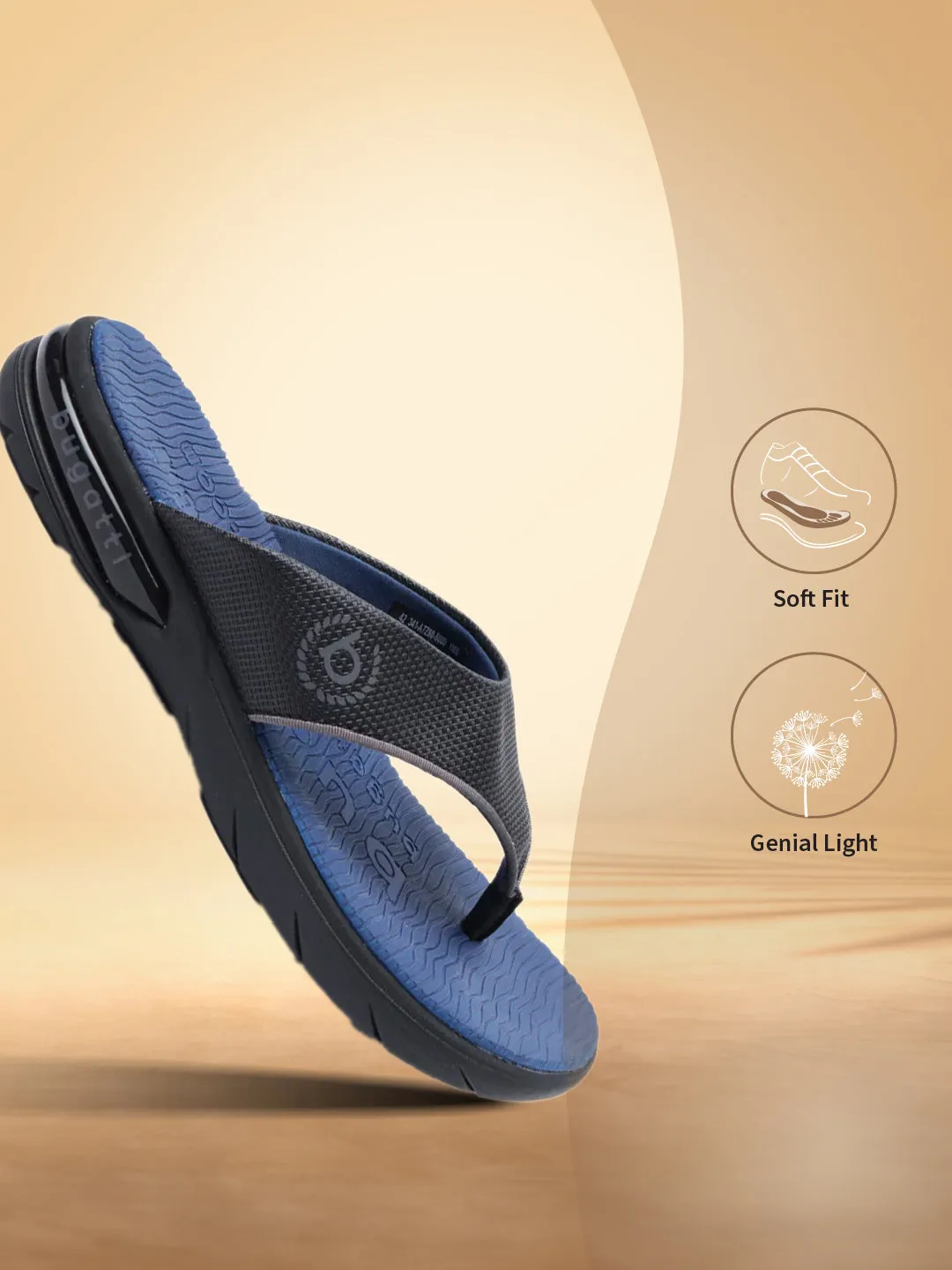 bugatti Black Thongs Sandals