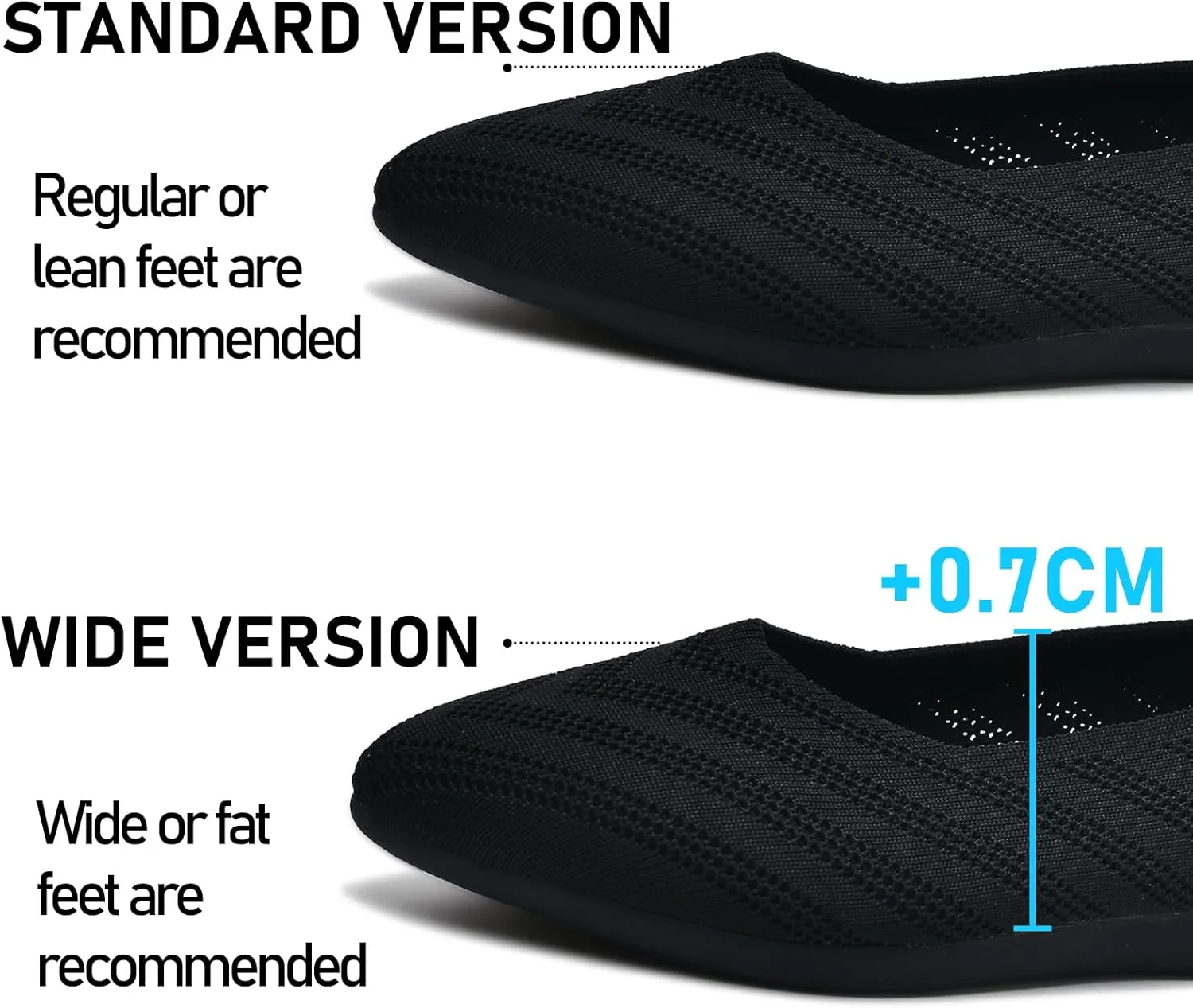 Buyrew Women's Flats Pointed Toe Ballet Shoes Knit Dress Shoes Low Wedge Slip On Arch Support Walking Office Business Flats