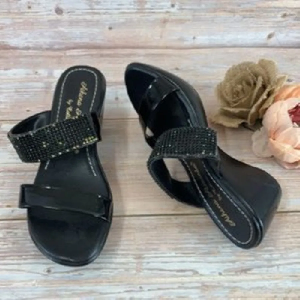 Callisto Black Athena Alexander Jezzie Sparkle Slide Sandals 8M