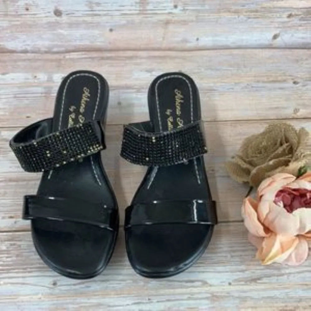 Callisto Black Athena Alexander Jezzie Sparkle Slide Sandals 8M