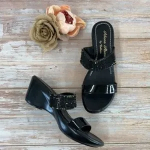 Callisto Black Athena Alexander Jezzie Sparkle Slide Sandals 8M