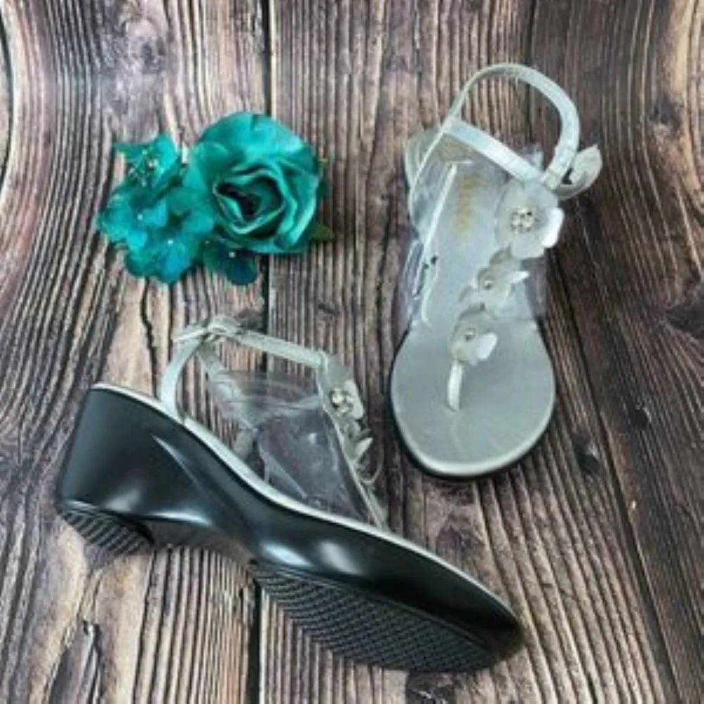 Callisto Gray Gia Open Toe Platform Sandals 6.5M