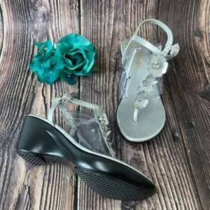 Callisto Gray Gia Open Toe Platform Sandals 6.5M
